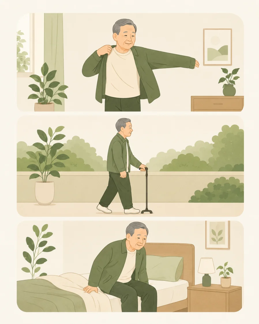 신체기능 평가 동작을 나타낸 일러스트