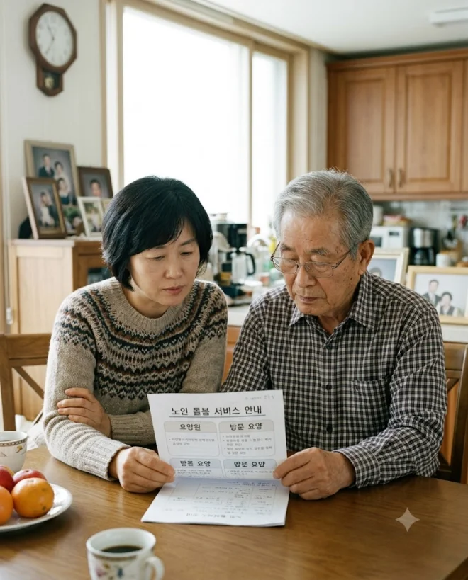 어르신 돌봄을 고민하며 상담하는 가족