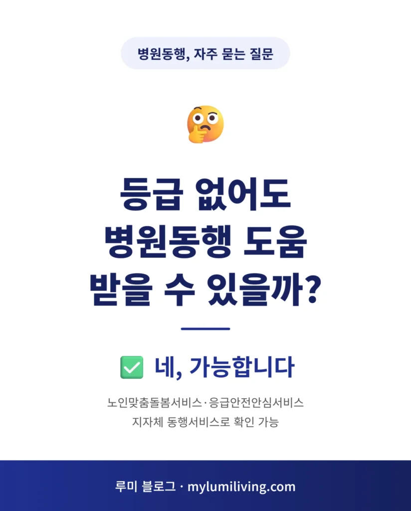 장기요양등급 유무에 따른 병원동행 지원 안내 인포그래픽