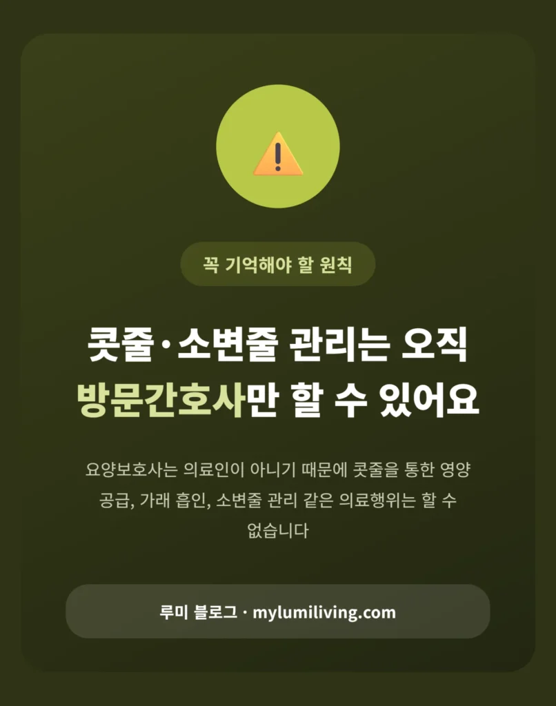 의료행위는 방문간호사만 가능하다는 핵심 메시지를 담은 카드뉴스