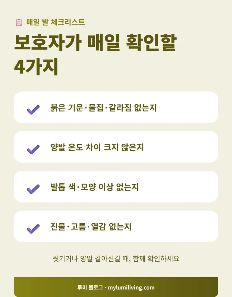 매일 발 체크리스트 인포그래픽