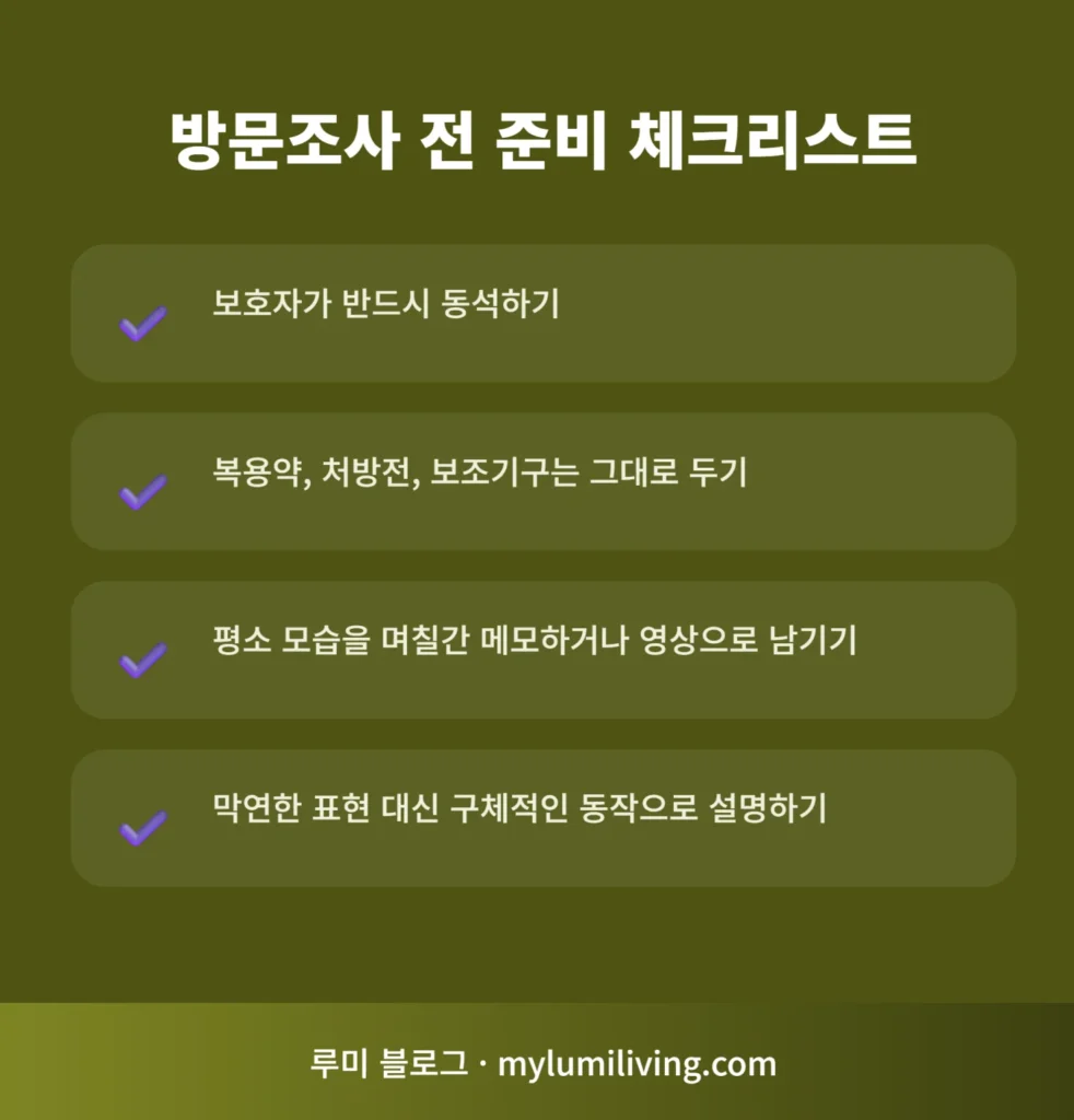 방문조사 전 준비 체크리스트 인포그래픽