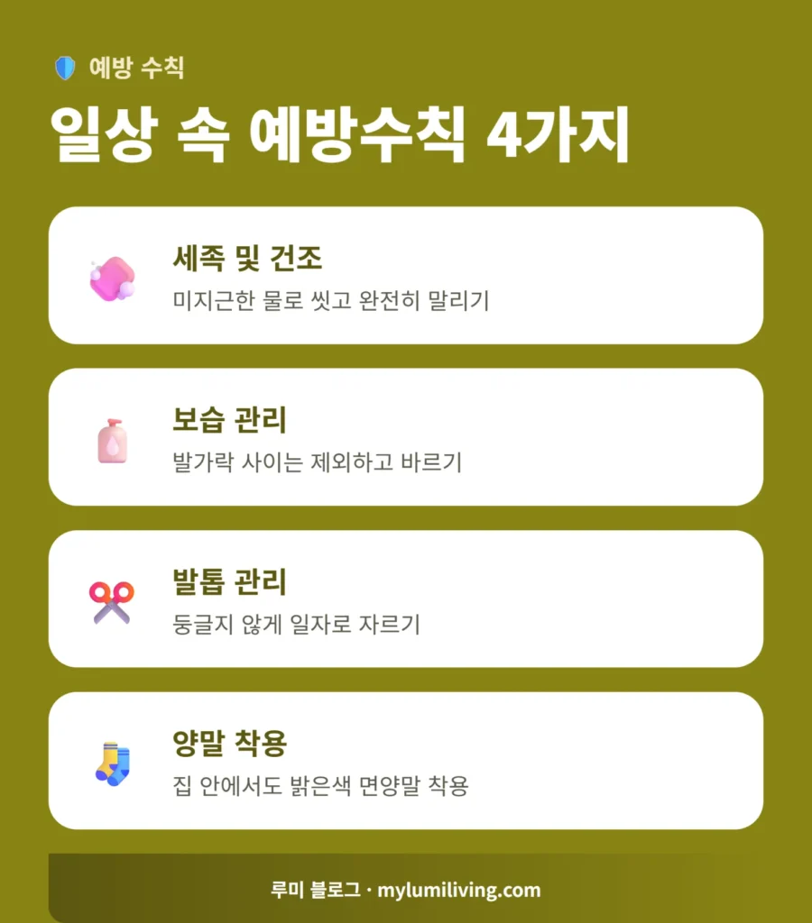 당뇨발 예방 수칙 4가지 인포그래픽