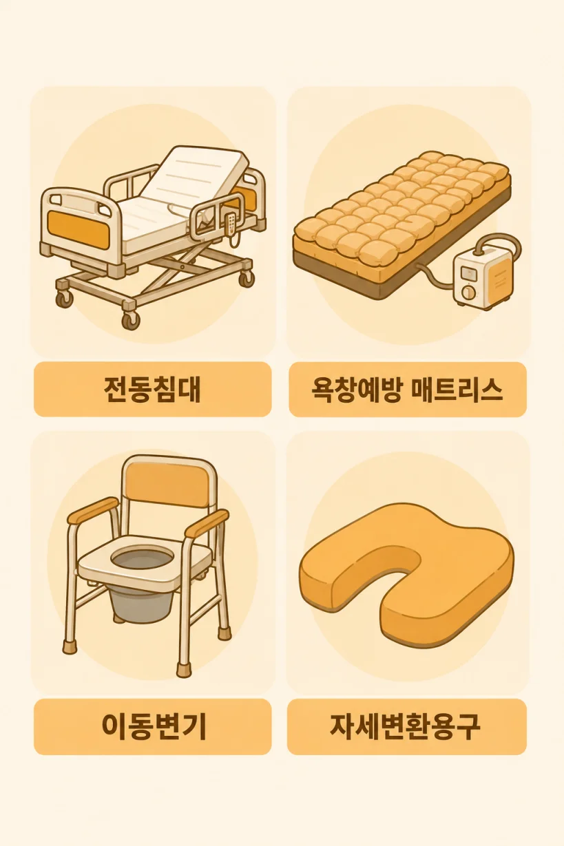 거동불편 단계 복지용구 종류 일러스트