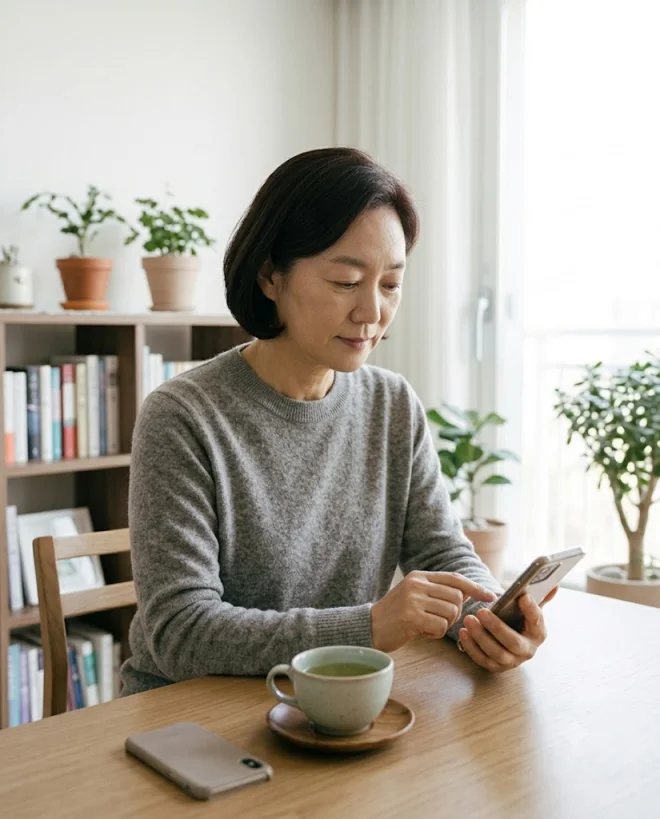 모바일 앱으로 등급 유효기간을 확인하는 모습