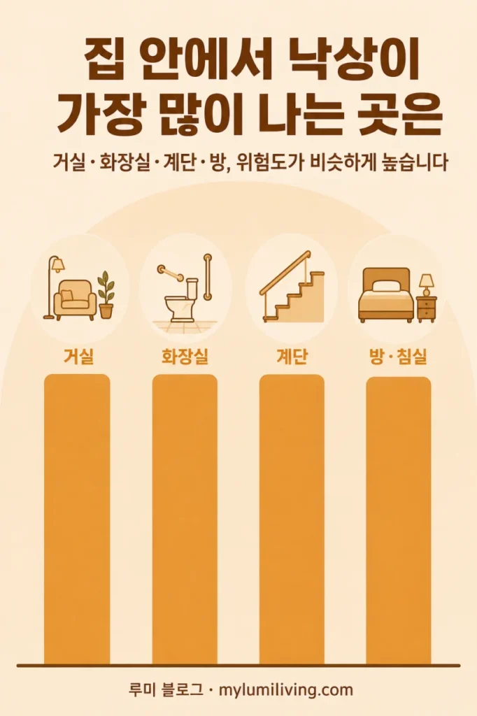 실내 공간별 낙상 발생 비율 그래프