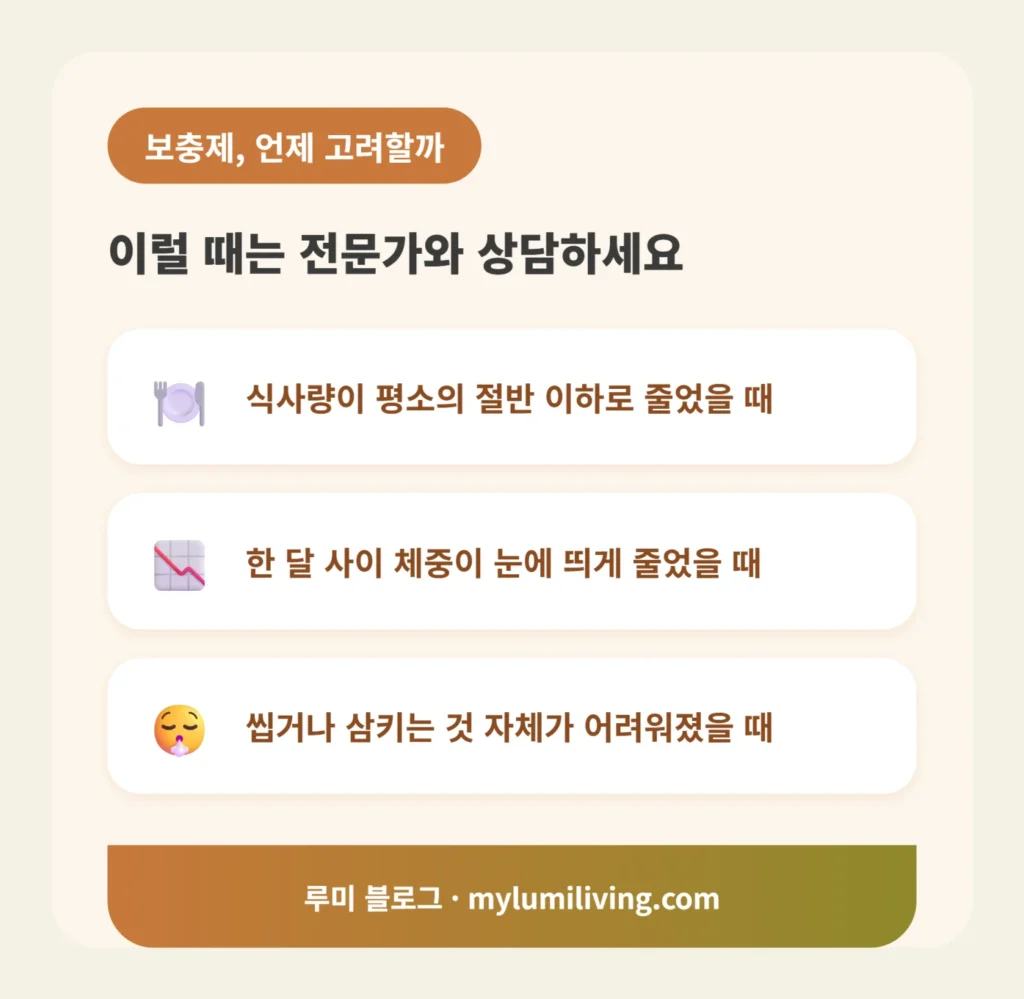 단백질 보충제 고려 시점 인포그래픽