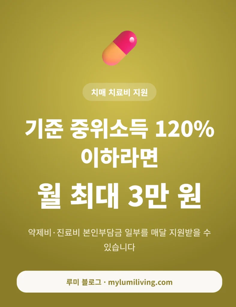 치매 치료비 월 3만 원 지원 핵심 요약 카드