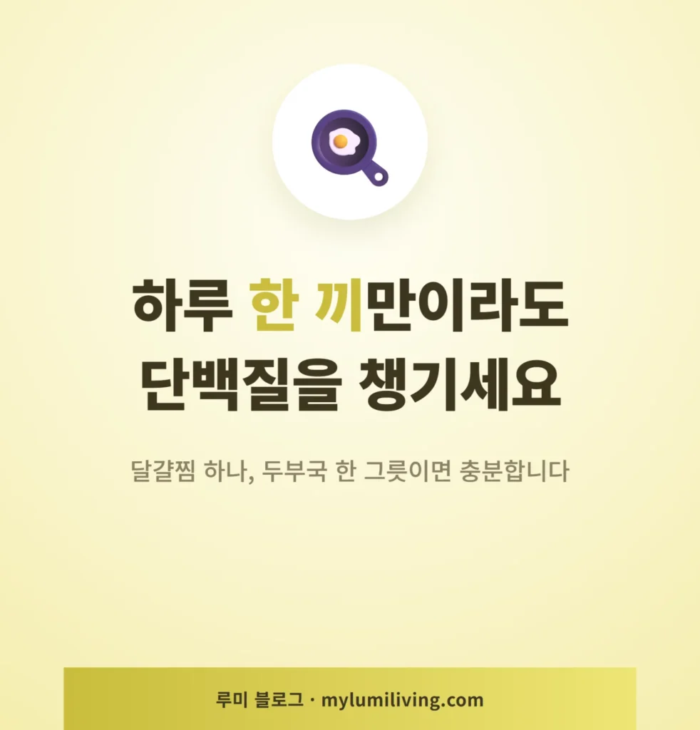 아침 단백질 식단 챙기기 메시지 인포그래픽