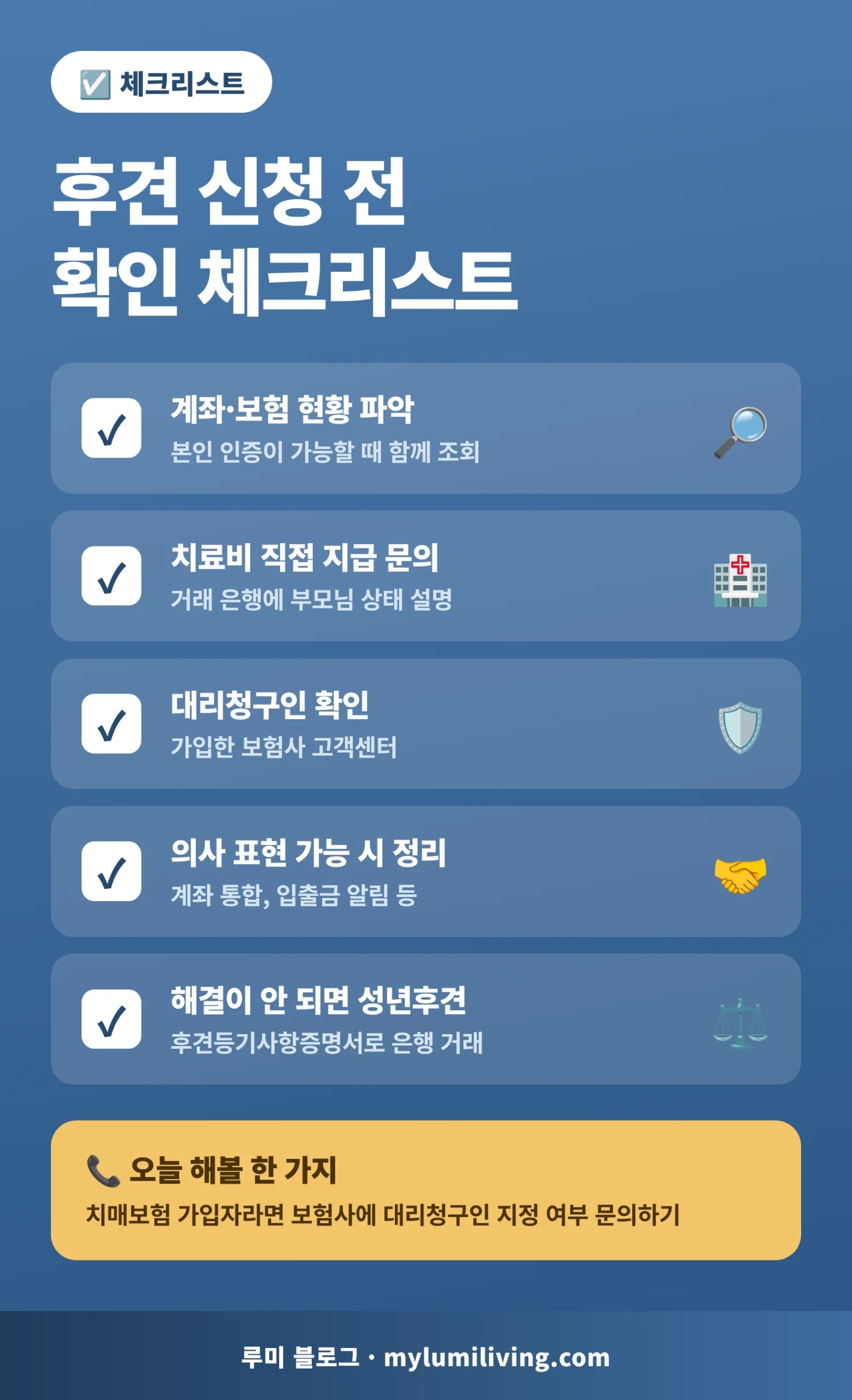 성년후견 신청 전 확인 체크리스트 인포그래픽